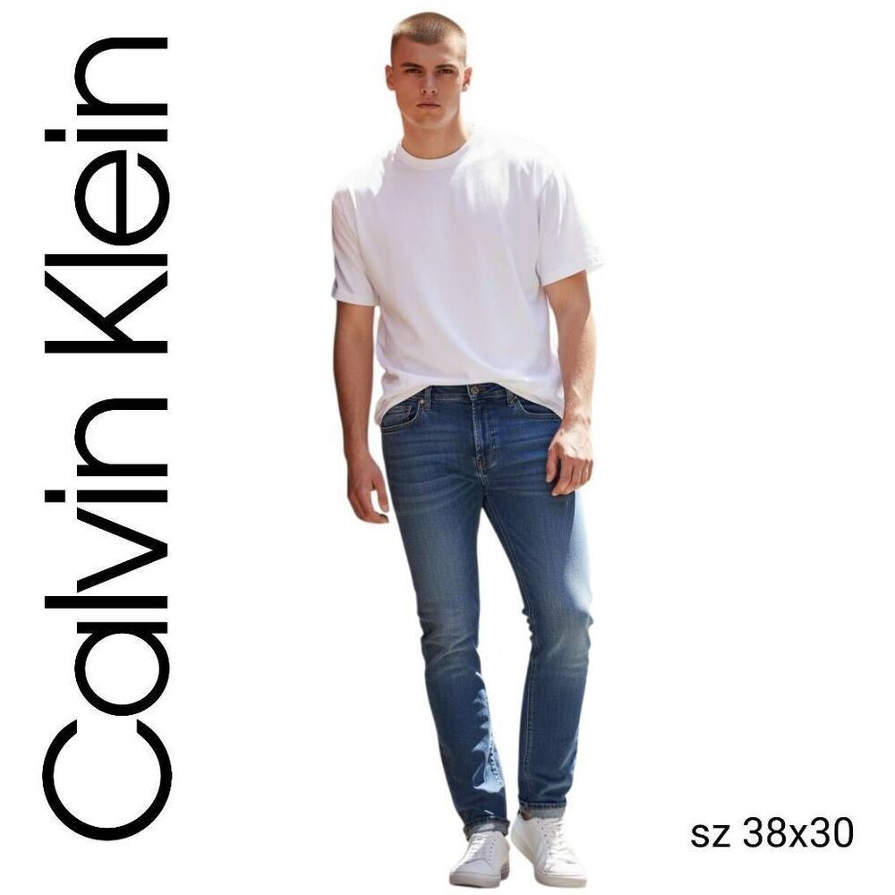 Calvin Klein Dark Blue Denim Stretch Straight Jeans